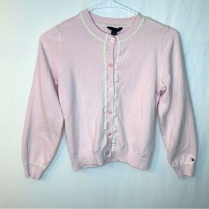 Tommy Hilfiger Kids Girl’s Light Pink Long Sleeve Cardigan Sweater Size L 10/12